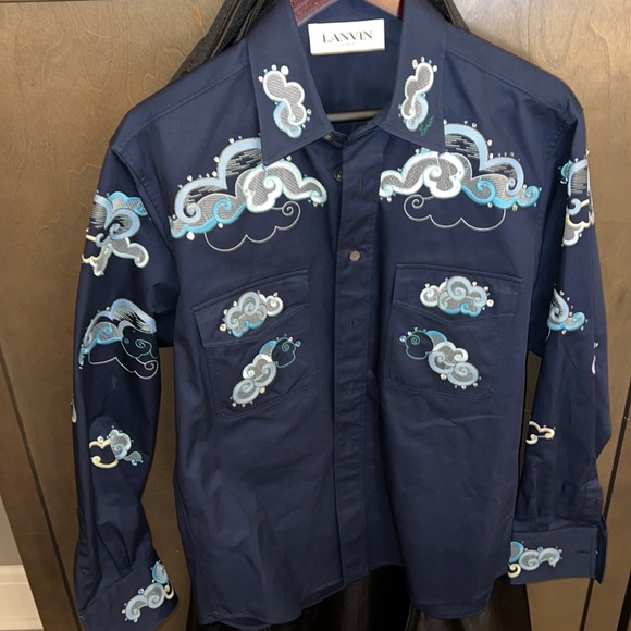 LANVIN CLOUD PATTERN BUTTON UP SHIRT - Picture 1 of 8